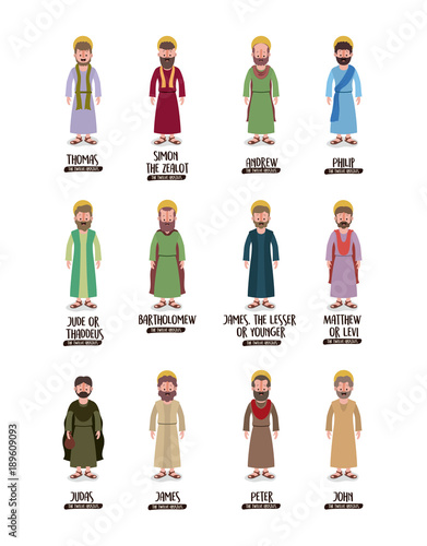 Fotomural background with the twelve apostles in colorful silhouette vector illustration