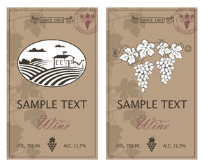 Wall Mural - collection of vintage labels for wine bottles