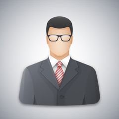 Wall Mural - icon or avatar of a businessman or office worker in glasses. successful young man dressed in a gray 