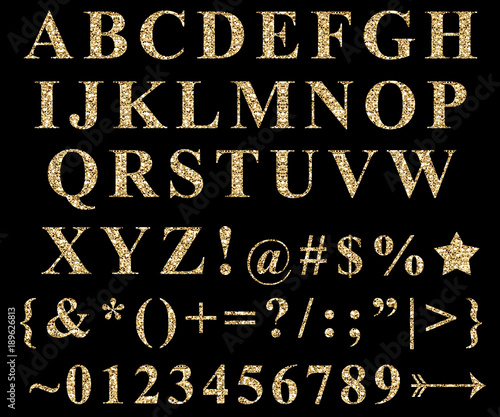 Naklejka litery na szybę  zloty-brokat-litery-alfabetu-symbole