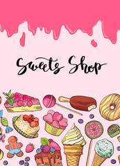 Sticker - Vector hand drawn sweets illustration banner