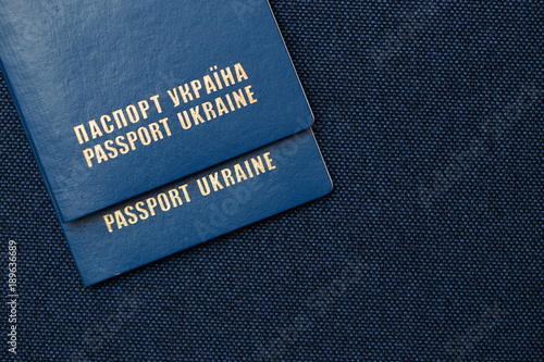 Passport Of Ukraine On A Blue Background Stock Photo Adobe Stock