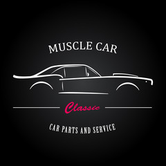 Wall Mural - Muscle car silhouette. American classic sports car outlines. Logotype for your company.