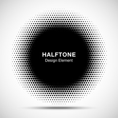 Wall Mural - black abstract circle frame halftone dots logo design element for medical treatment, cosmetic. circl
