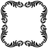 Fototapeta Koty - Vintage border frame engraving with retro ornament pattern in antique baroque style decorative design. Vector