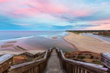 The Wooden Staircase Leading Down To The Mouth Of The Onkapringa River Port Noarlunga