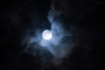 moon and cloud in the dark night