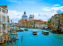 Beautiful View Of Grand Canal And Basilica Santa Maria Della Salute In Venice,Italy