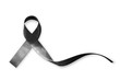Black Ribbon symbol raising public awareness on Melanoma and skin cancer prevention and mourning for the death loss (bow isolated with clipping path on white background)