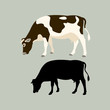 cow vector illustration flat style black silhouette profile view