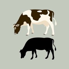 Wall Mural - cow vector illustration flat style black silhouette profile view