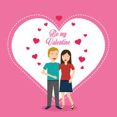 Sticker - valentine day couple love heart greeting card vector illustration