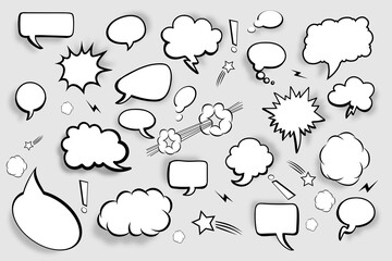 Wall Mural - Blank speech bubbles. Set of comic speech bubbles with shadows. Vector illustration