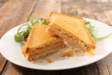 Poster - bread toast with cheese and ham