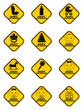 © generationclash - Set of Baby on board signs with baby symbol in yellow rhombus on a white background. Car sticker with warning.