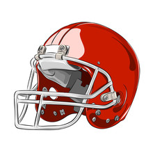 American Football Helmet Red Colour Vector Illustration