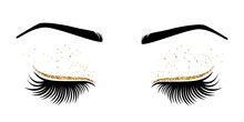 Vector Illustration Of Eyes With Long Eyes Lashes