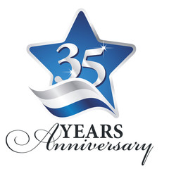 Wall Mural - 35 years anniversary isolated blue star flag logo icon