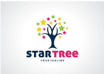 Wall Mural - Star Tree Logo Template Design Vector, Emblem, Design Concept, Creative Symbol, Icon