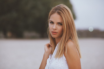 Close up portrait of beautiful young woman