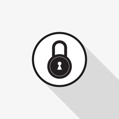 Wall Mural - Lock icon vector with a long shadow on the background