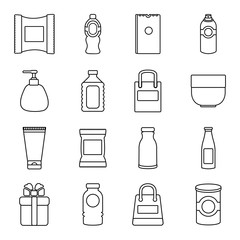 Wall Mural - Packagiong store shop icons set, outline style