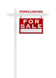 Fototapeta Przestrzenne - Right Facing Foreclosure For Sale Real Estate Sign Isolated on White.