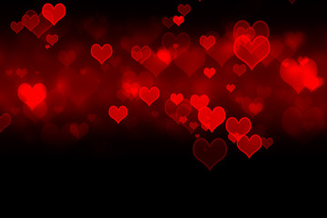 Wall Mural - Red heart shapes bokeh background