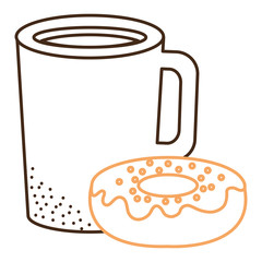 Wall Mural - coffee cup drink with donut