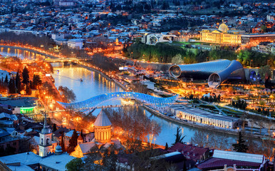 Wall Mural - Tbilisi city, Georgia, at night