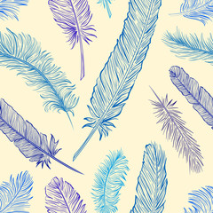  Vector seamless feathers pattern