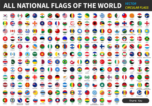 Fototapete - All official national flags of the world . circular design . Vector