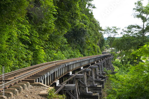 Fotomural Death Railway Old railway at Hellfire Pass in Kanchanaburi, Thailand