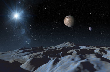 a frozen surface of dwarf planet
