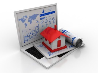 Poster - 3D rendering house loan
