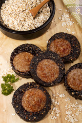 Wall Mural - grilled irish black and white pudding with oats