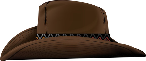 Wall Mural - classic brown cowboy hat with wide margins isolated on white background