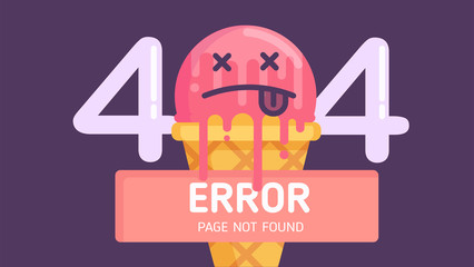Wall Mural - 404 ice-cream error page not found flat vector