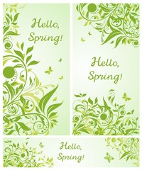 Wall Mural - Beautiful spring floral banners