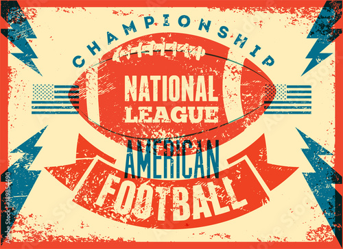 Dekoracja na wymiar  futbol-amerykanski-typograficzne-plakat-w-stylu-vintage-grunge-ilustracja-wektorowa-retro