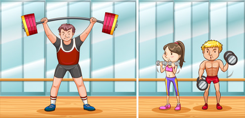 Sticker - People working out in gym