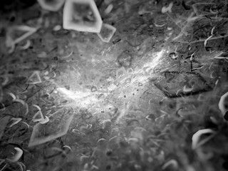 Wall Mural - cosmic explosion in space with particles black and white texture