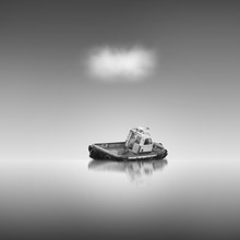 Abandoned Boat In Black And White / Fine Art