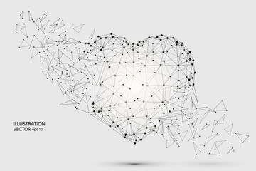 Abstract polygonal heart. Valentine's day. Vector EPS 10.