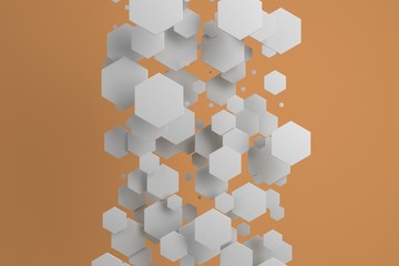 Sticker - White hexagons of random size on orange background