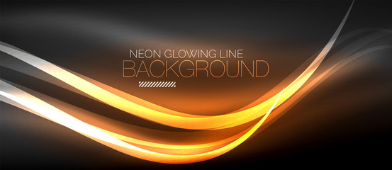 Neon elegant smooth wave lines digital abstract background