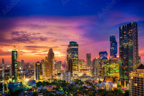 Modern building increasing number in Bangkok Canvas Print