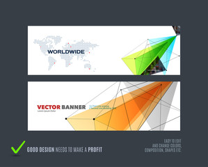Wall Mural - Abstract vector set of modern horizontal website banners with colourful triangle