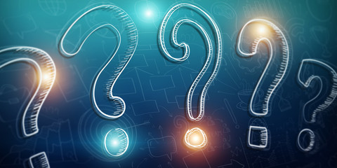 Poster - hand drawn question marks sketch