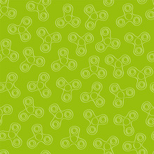 Green Spinner Seamless Background - Original Hand Drawn Illustration